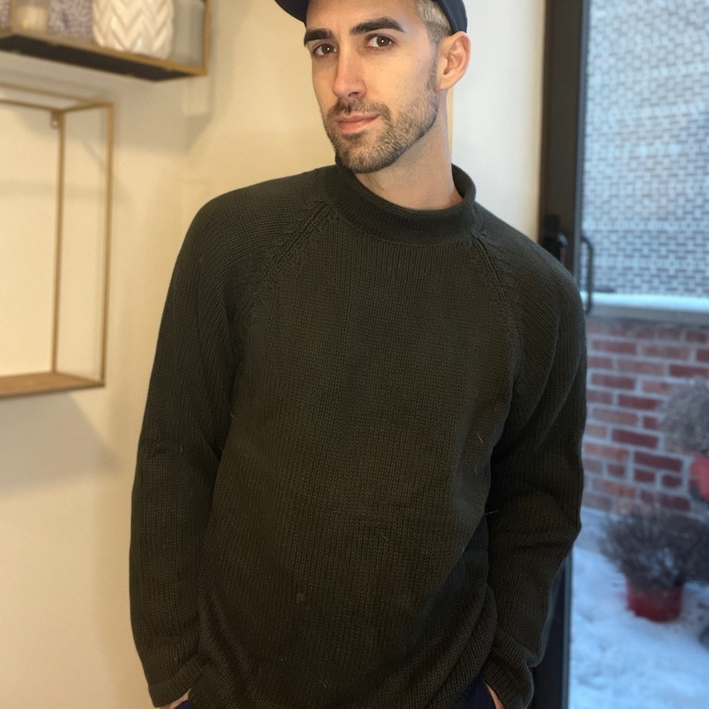 J Crew Mock Neck Cable Knit Sweater